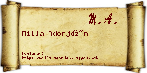 Milla Adorján névjegykártya